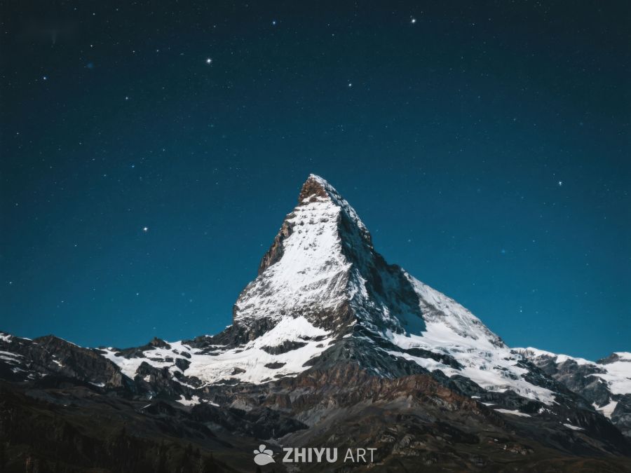 夜空下的雪山峰 394