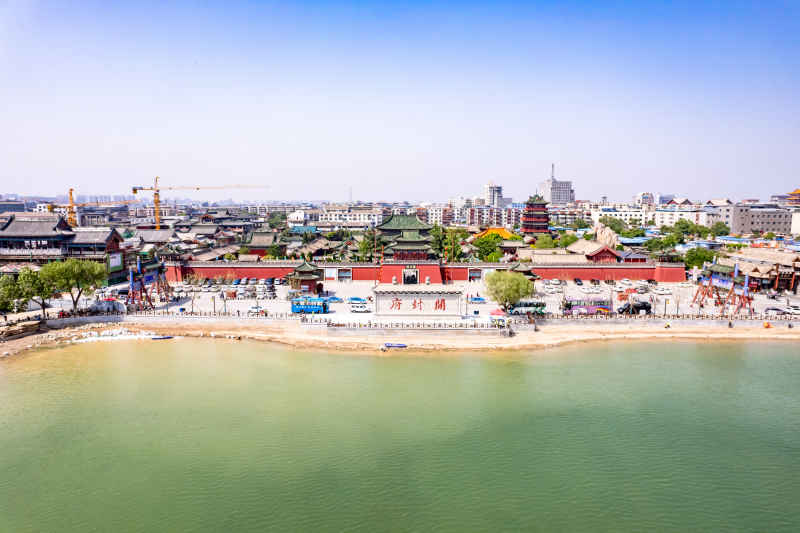 河南开封城市风光地标建筑旅游景区航拍图 