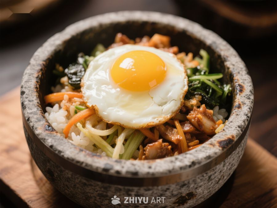 石锅拌饭：鲜嫩鸡蛋与丰富蔬菜的完美结合 563