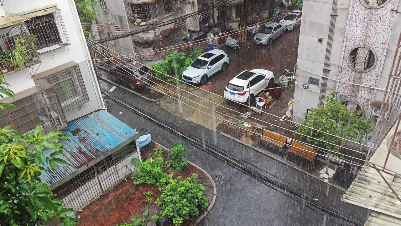 4K大雨中的小区2