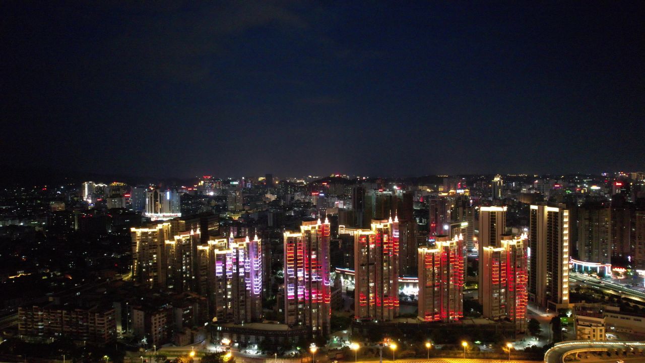 福建泉州城市夜景灯光交通