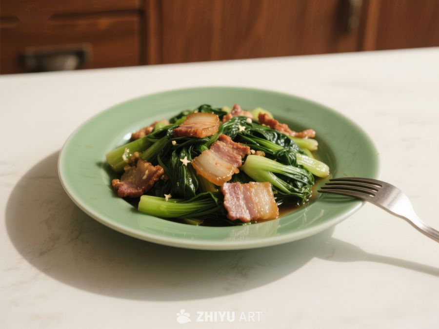 青菜炒肉片，美味家常菜 673