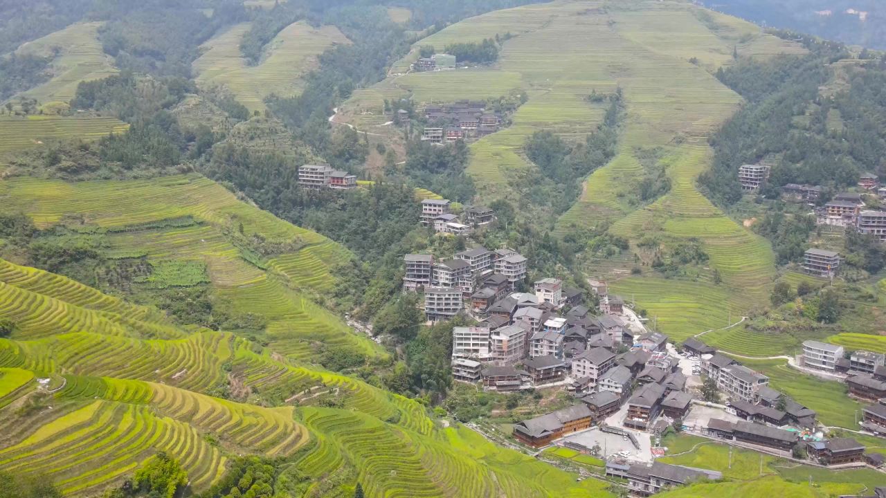 桂林龙胜梯田航拍自然风景