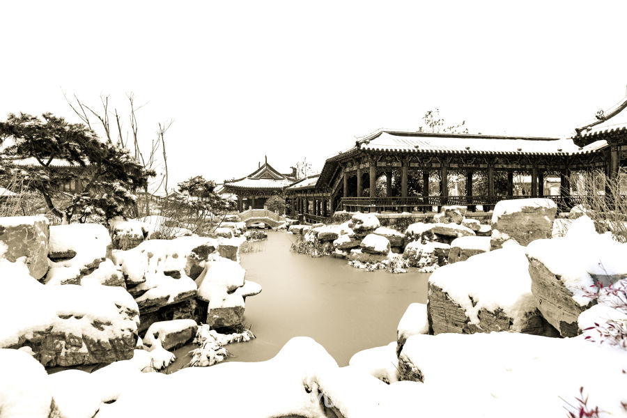 雪中古园