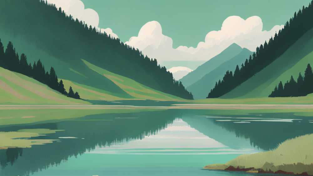 浅绿色山水画1