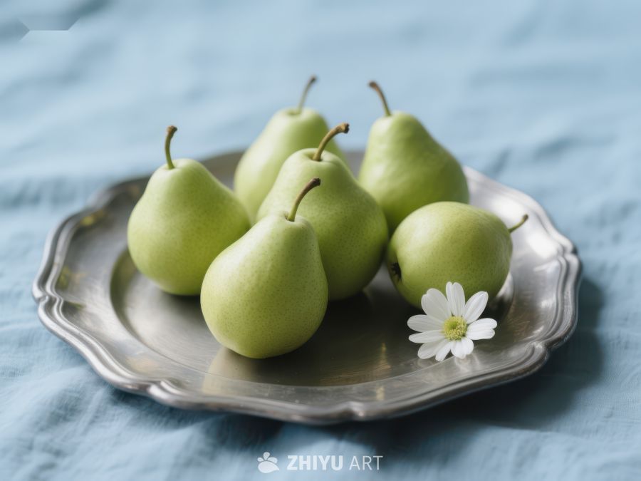 银盘上的青梨与小白花 695