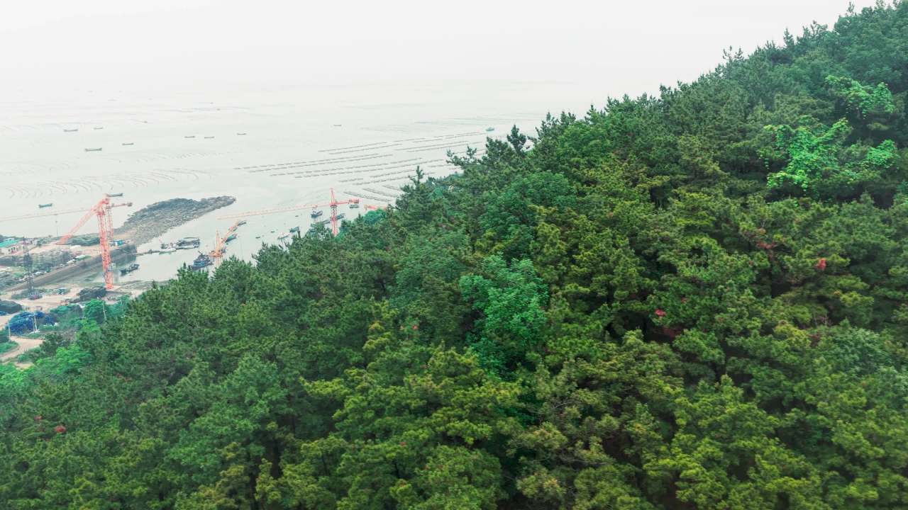 航拍长海岛港口码头