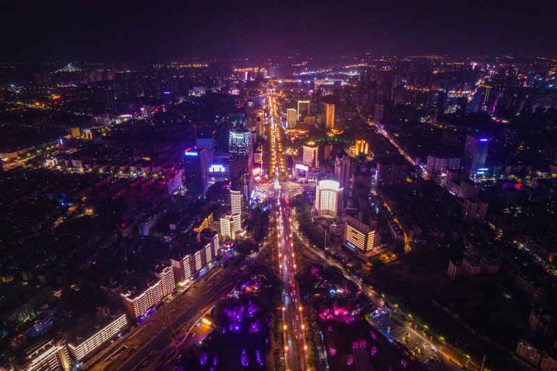 航拍 湖南 株洲 城市 夜景
