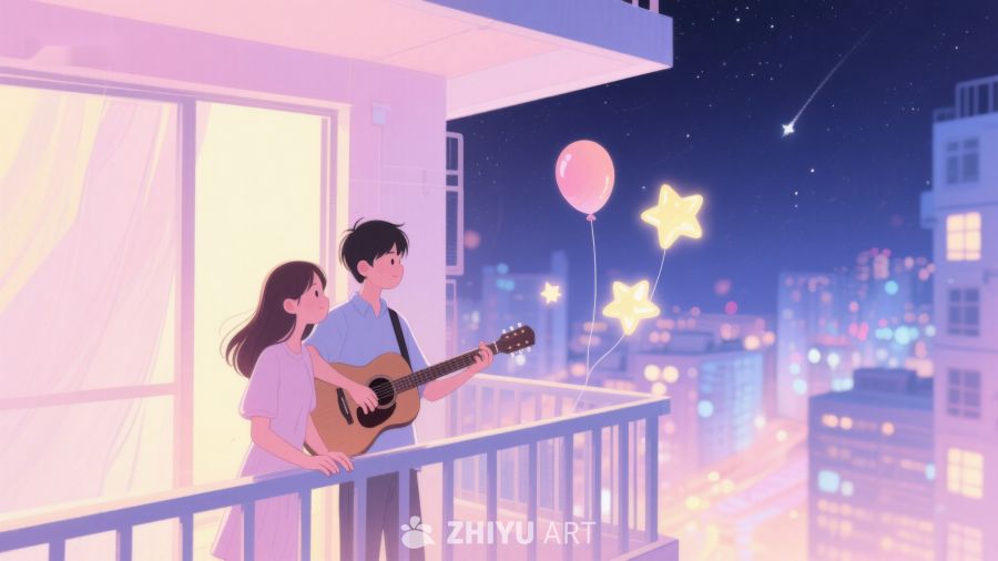 夜景阳台上的吉他情缘 554