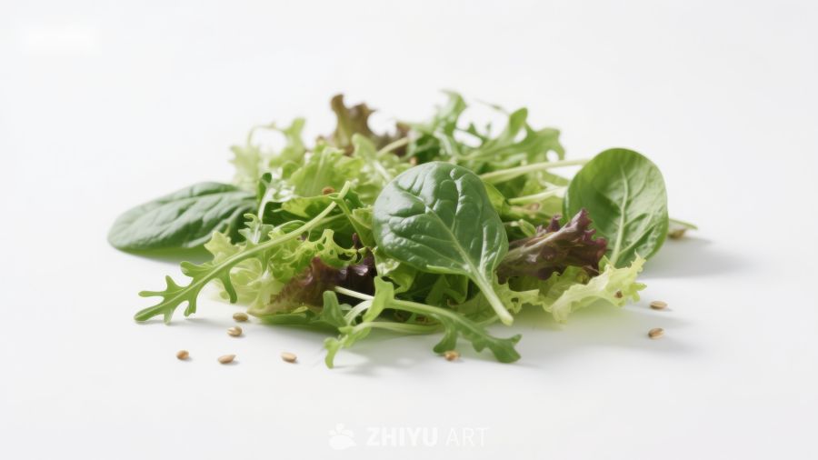 新鲜混合生菜叶特写