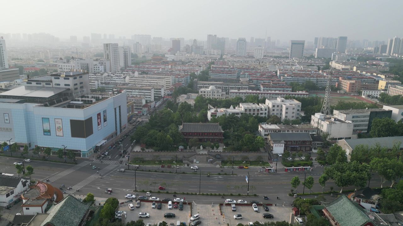 航拍山东济宁太白楼