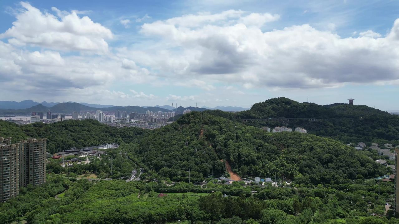 航拍台州白云飞瀑公园