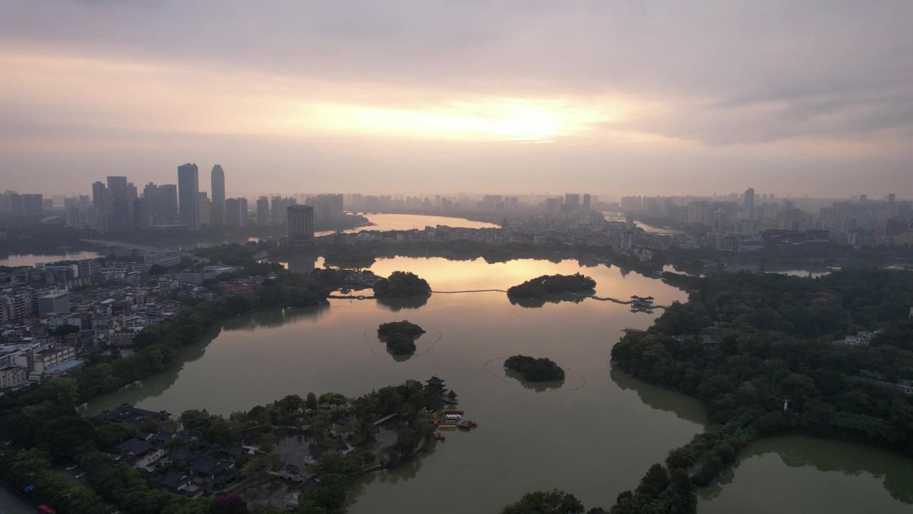 广东惠州日出惠州西湖日出航拍