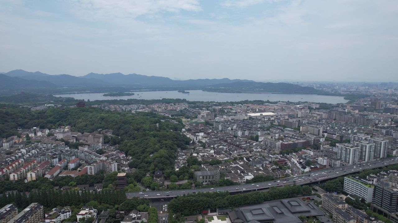 浙江杭州城市大景航拍