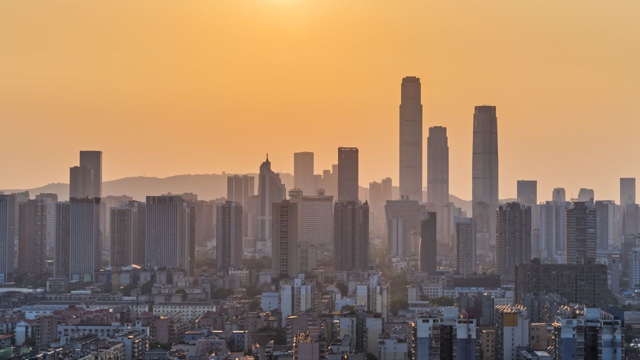 湖南长沙城市建筑日落延时摄影
