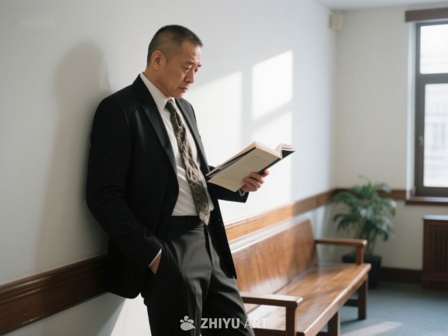 男子倚墙阅读书籍 263