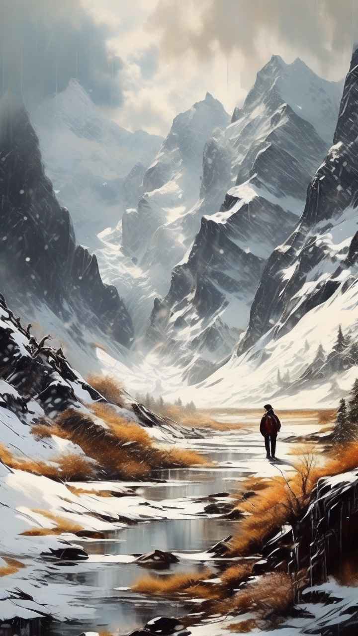 雪山高原冰川插画 66