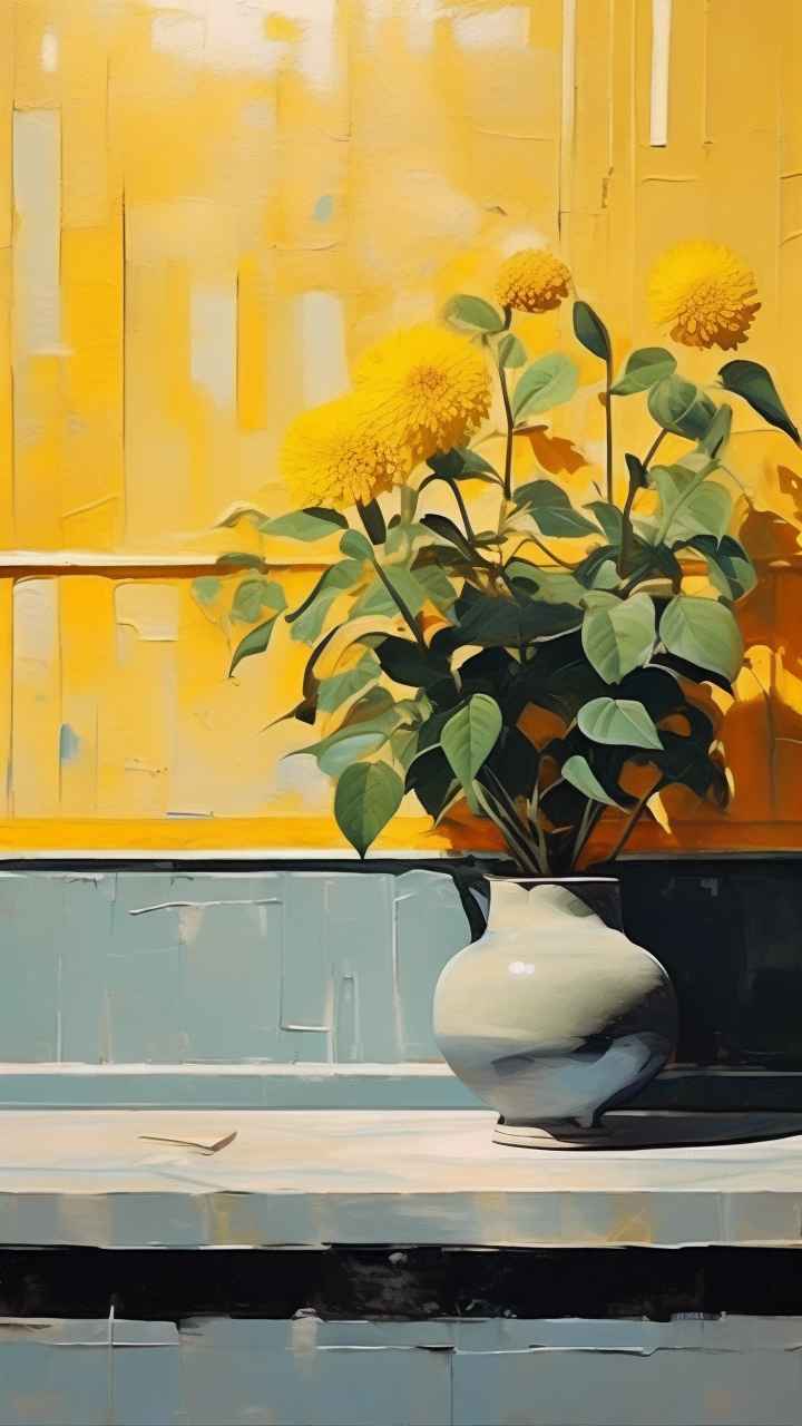 植物抽象黄色静态插画 63
