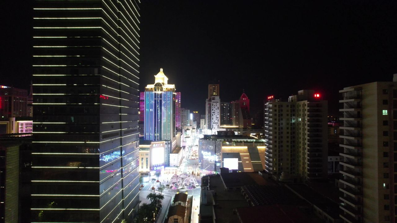 拍河北石家庄城市夜景灯光