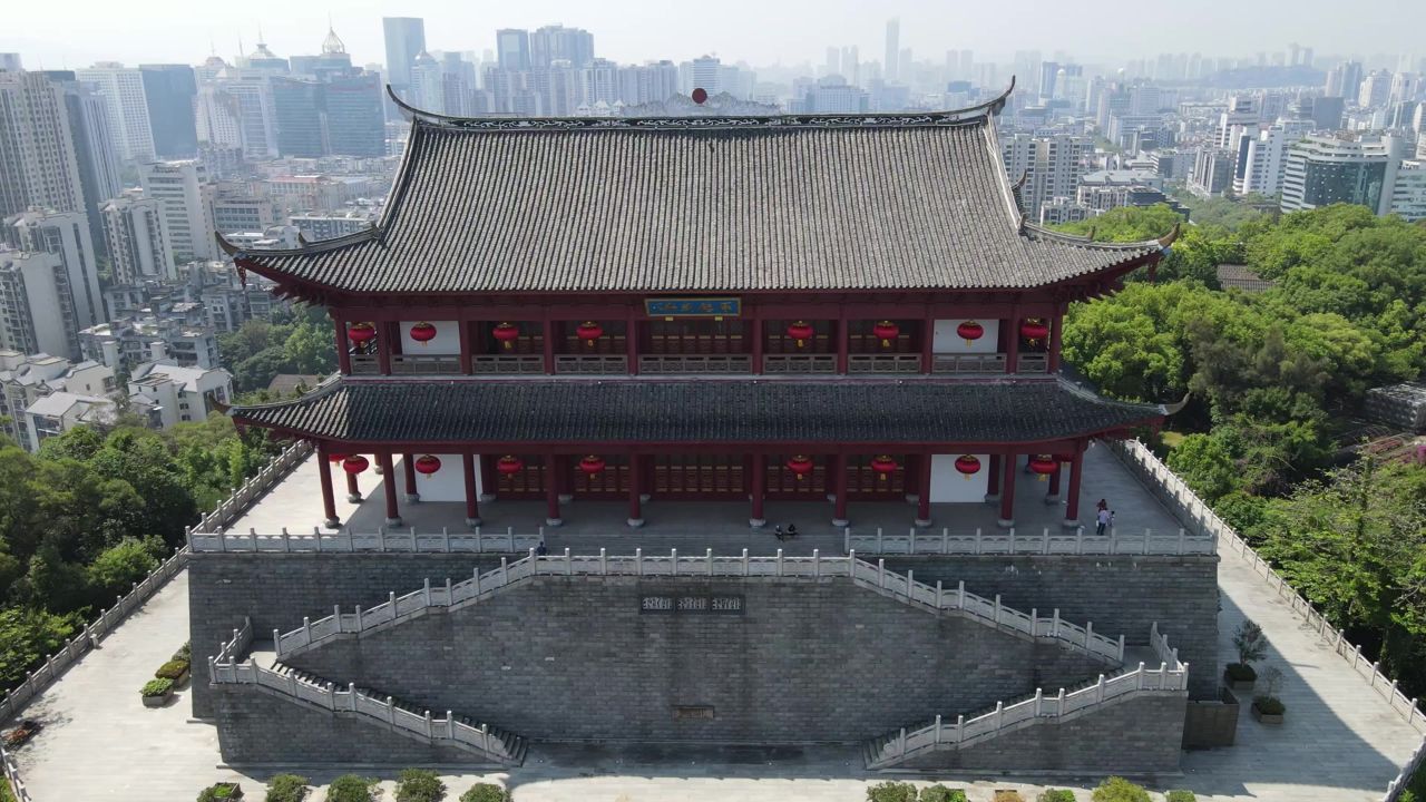 福建福州镇海楼地标建筑航拍