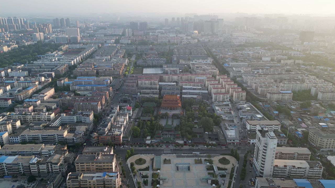  航拍许昌曹魏古城春秋楼文庙遗址