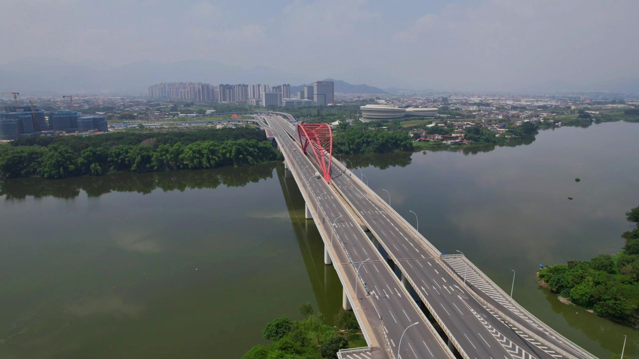 航拍漳州九龙江大桥景