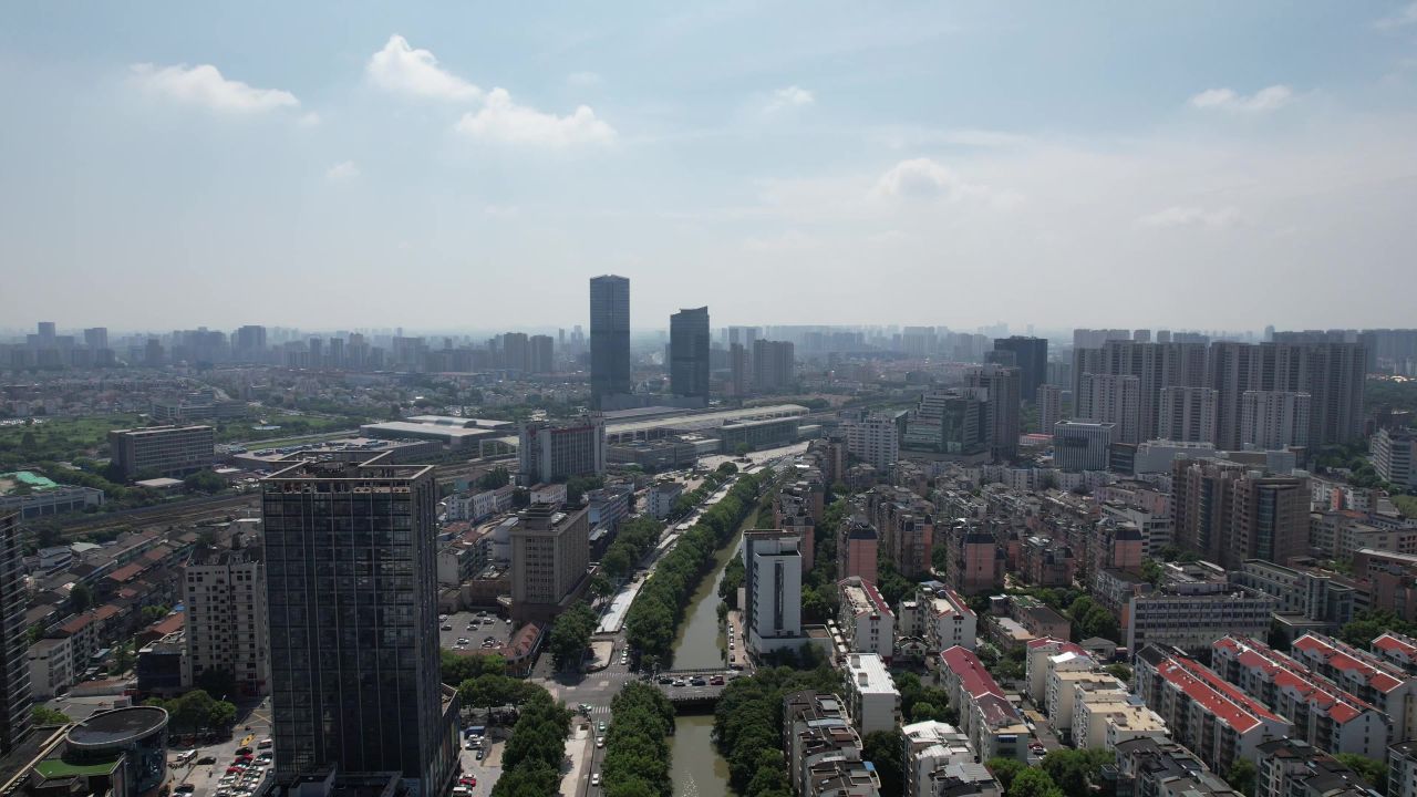  江苏常州城市风光城市建设航拍