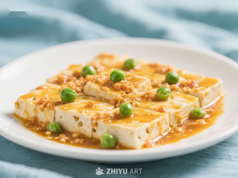 金黄酱汁豆腐配青豆 346