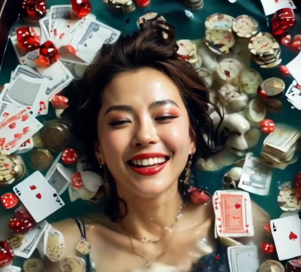 水中美人与筹码扑克：奢华放松的赌局