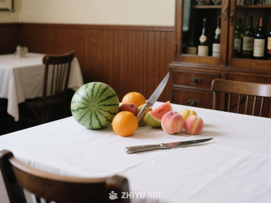 餐桌上的水果与刀具 68