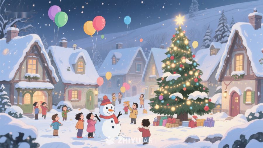 雪夜小镇欢庆圣诞 467