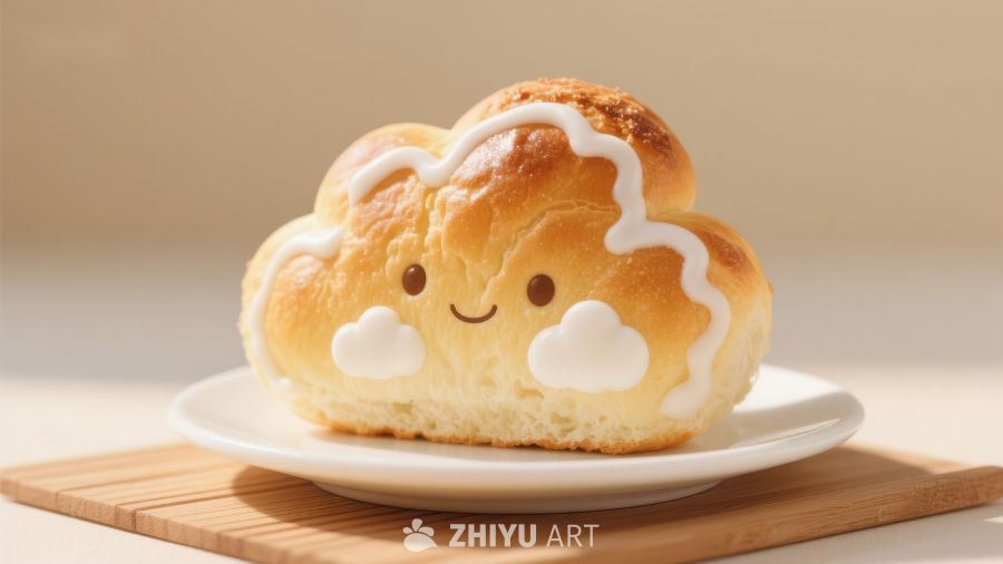 云朵造型面包，可爱微笑设计