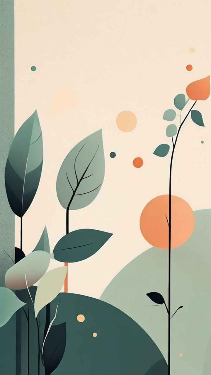 极简主义元素花朵和树枝插画