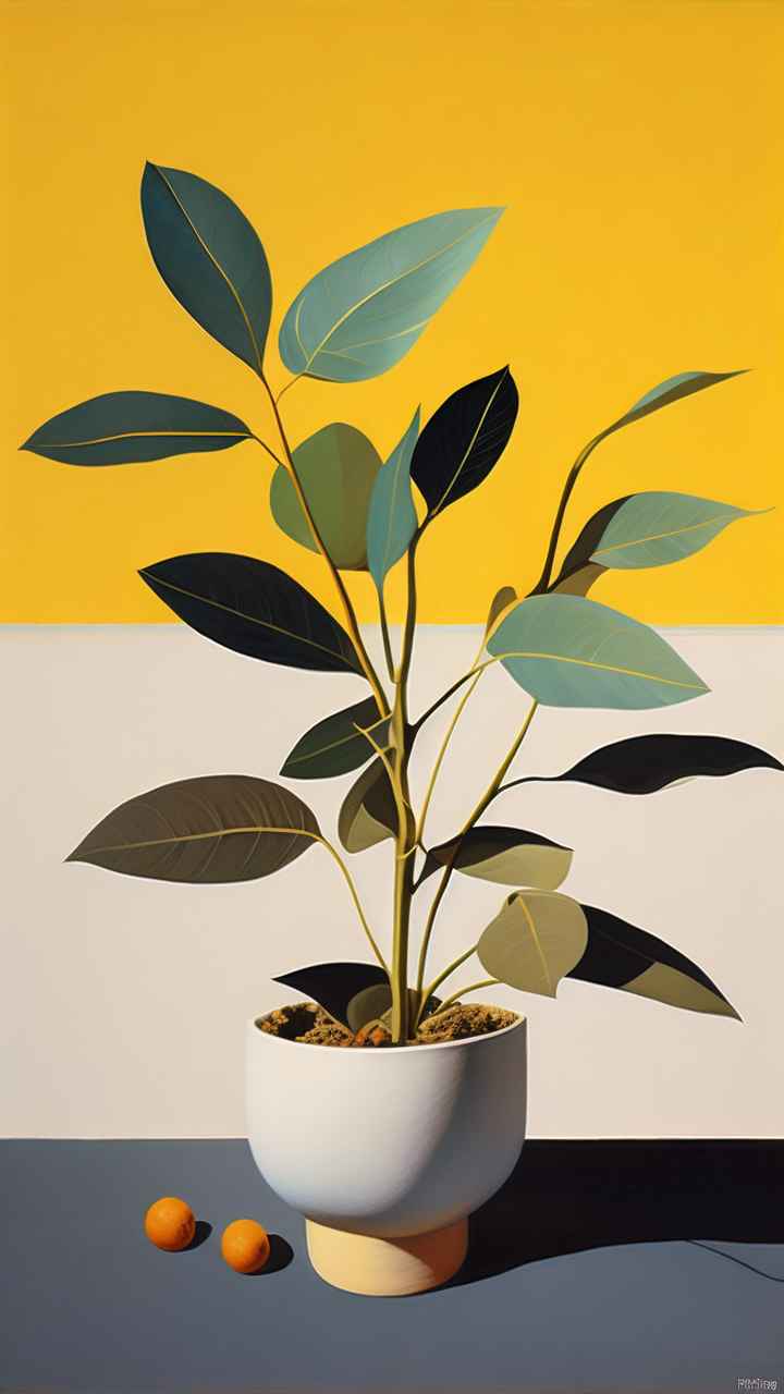 植物抽象黄色静态插画 17