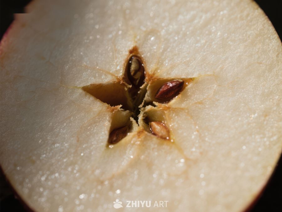 苹果切面特写，种子清晰可见 368