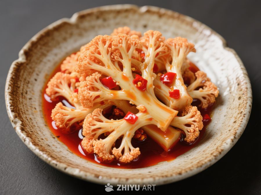 红油浸渍的花椰菜美食 248
