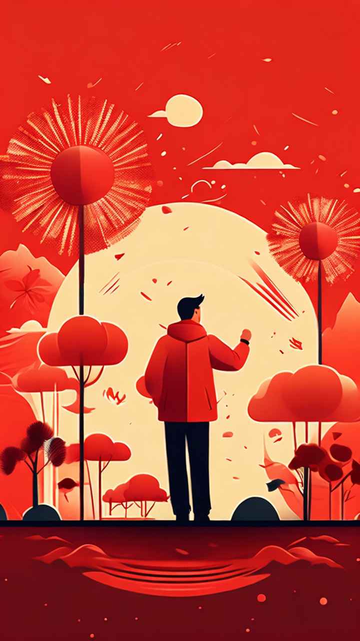 春节爆竹简约插画 18