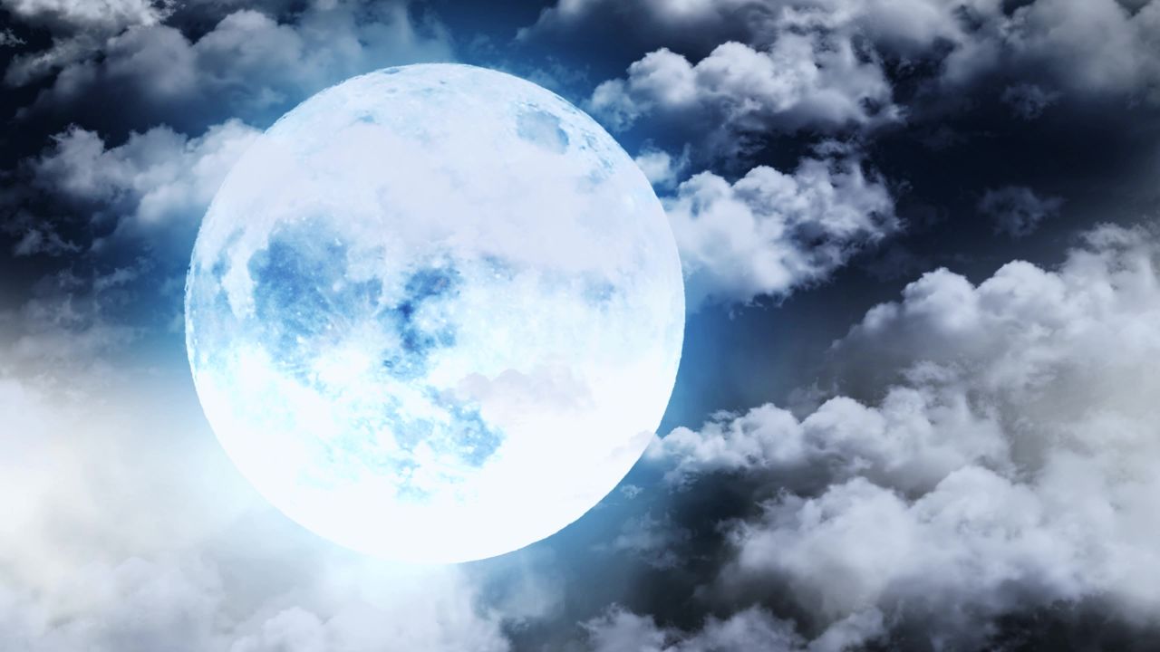 唯美大海上升月亮白月光蓝色夜空圆月明月大屏幕舞台LED视频  190