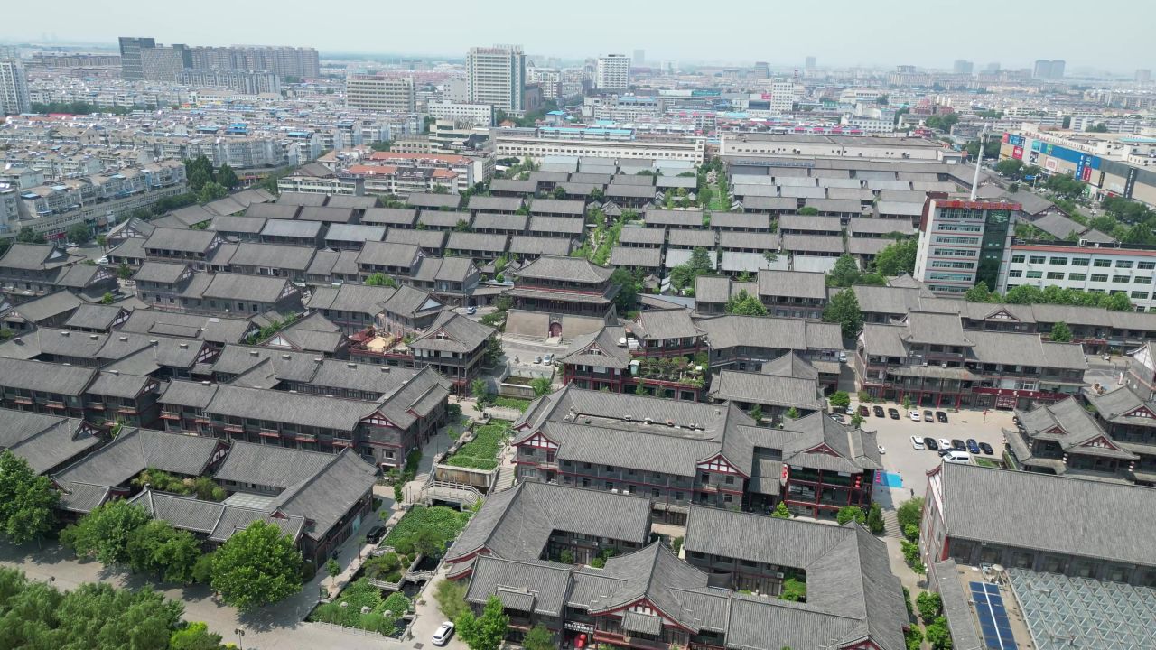 航拍山东潍坊青州城市风光