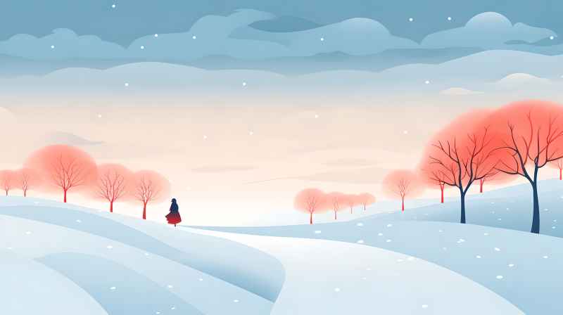 冬季唯美雪景创业插画 90