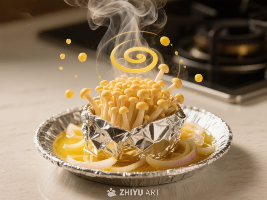 金针菇蒸盘热气腾腾
