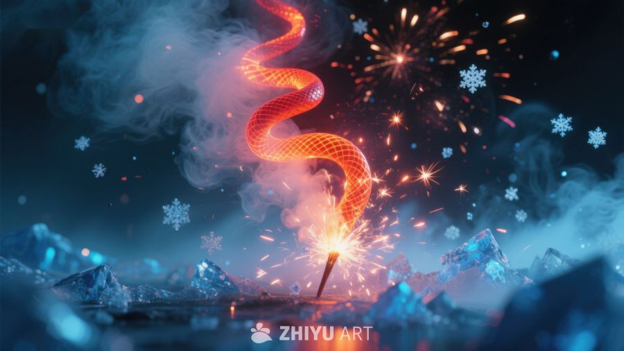 烟花与冰晶的奇幻交织 857
