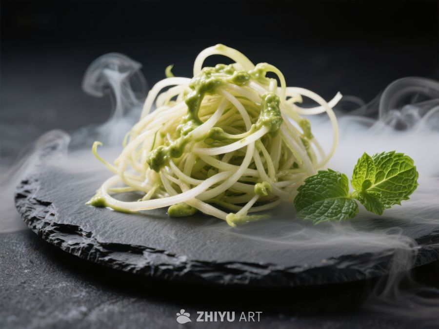 烟雾缭绕的豆芽配薄荷叶 1716