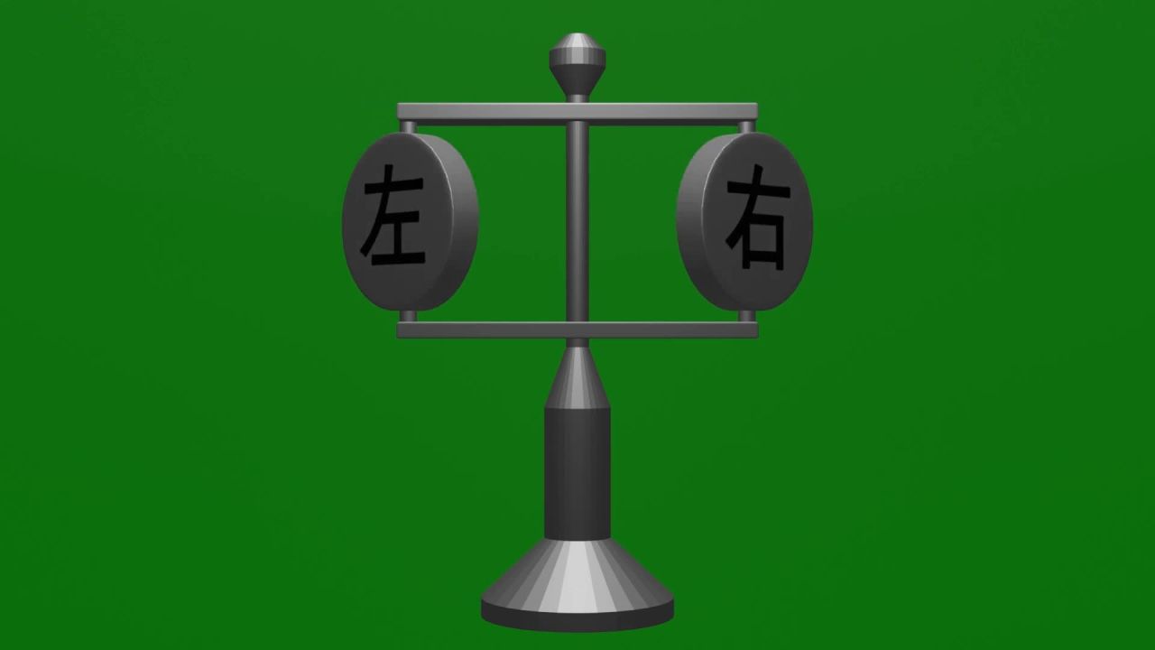 无限无缝循环左顾右盼圆盘字牌反向旋转金属摆件绿屏抠像固定镜头