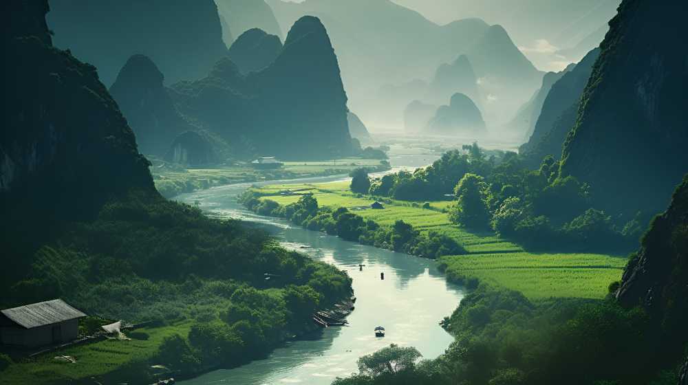 水彩风景绿色