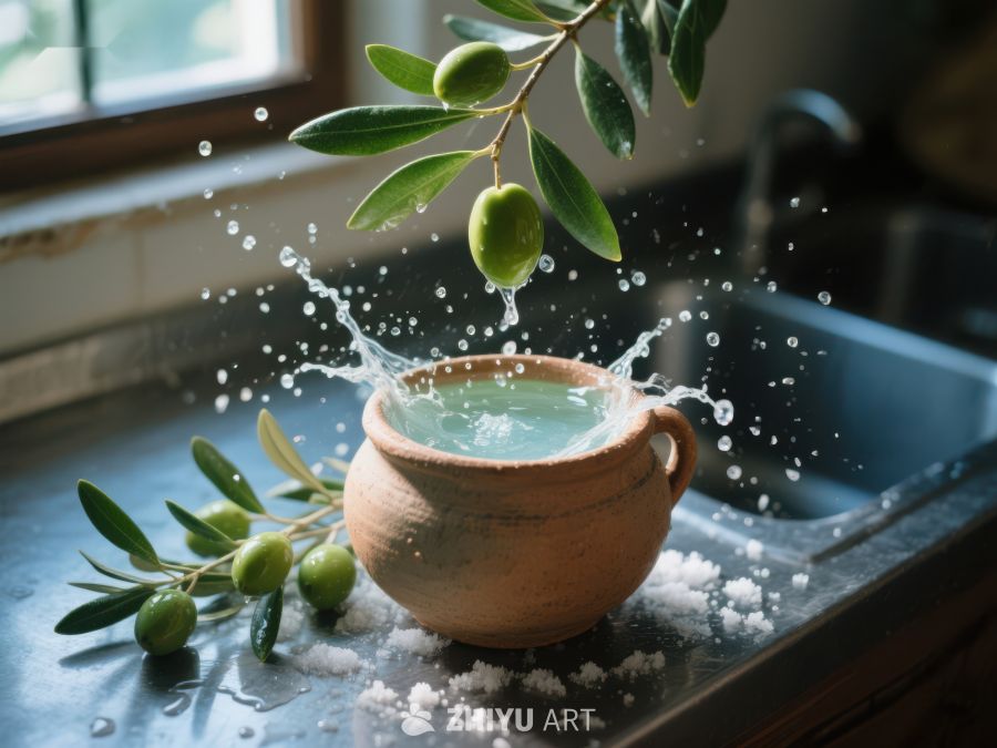 橄榄枝落入陶罐水中的瞬间 196