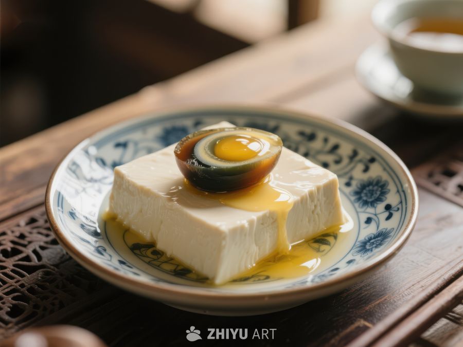 皮蛋豆腐配酱油，传统中式美食 1140