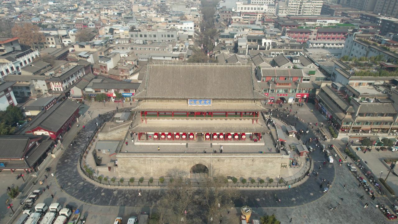 西安鼓楼历史文化古建筑航拍
