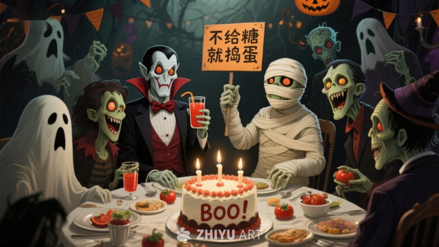 万圣节怪物共聚晚餐