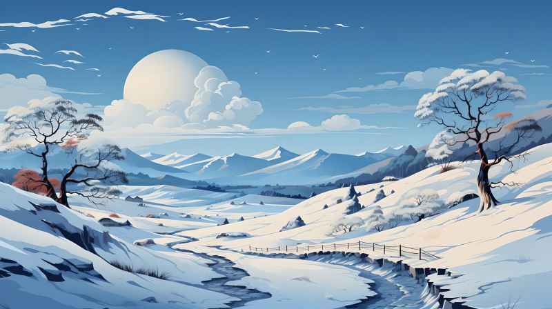 冬季唯美雪景创业插画 60